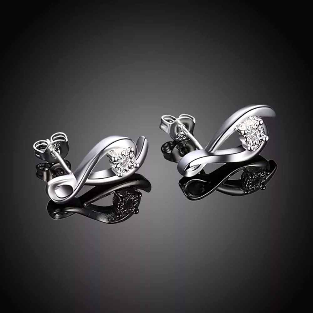 S925 Sterling Silver Cubic Zirconia Drop Earrings